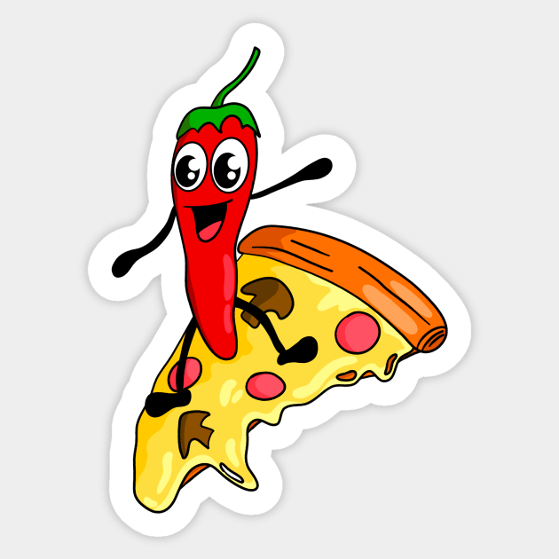 Pepperoni Pizza Surfing Sticker by Foxxy Merch